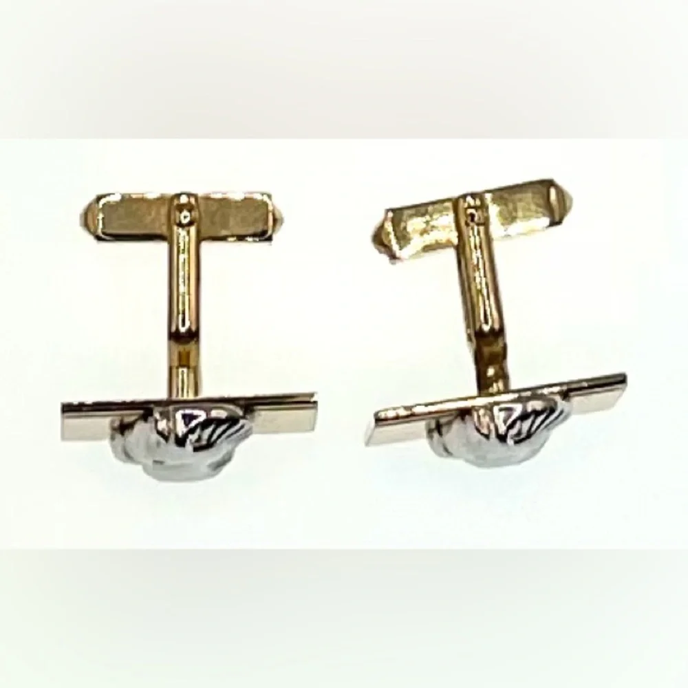 Vintage Signed Swank Horse Cufflinks Silver and Gold Tone Knight Equestrian